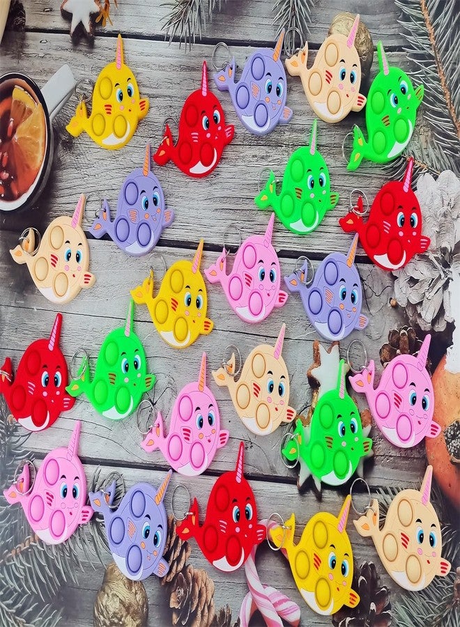 PSDFH 24 Packs Bulk Mini Narwhals Fidgets Toys for Kids Children Classroom Students Gift Prize from Teacher,Ocean Whale Animal Birthday Party Favors - Image 3